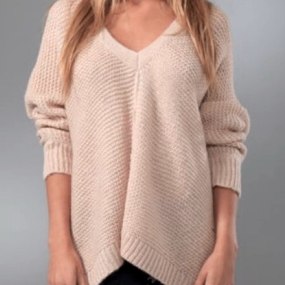 Free People Cream V-Neck Sweater